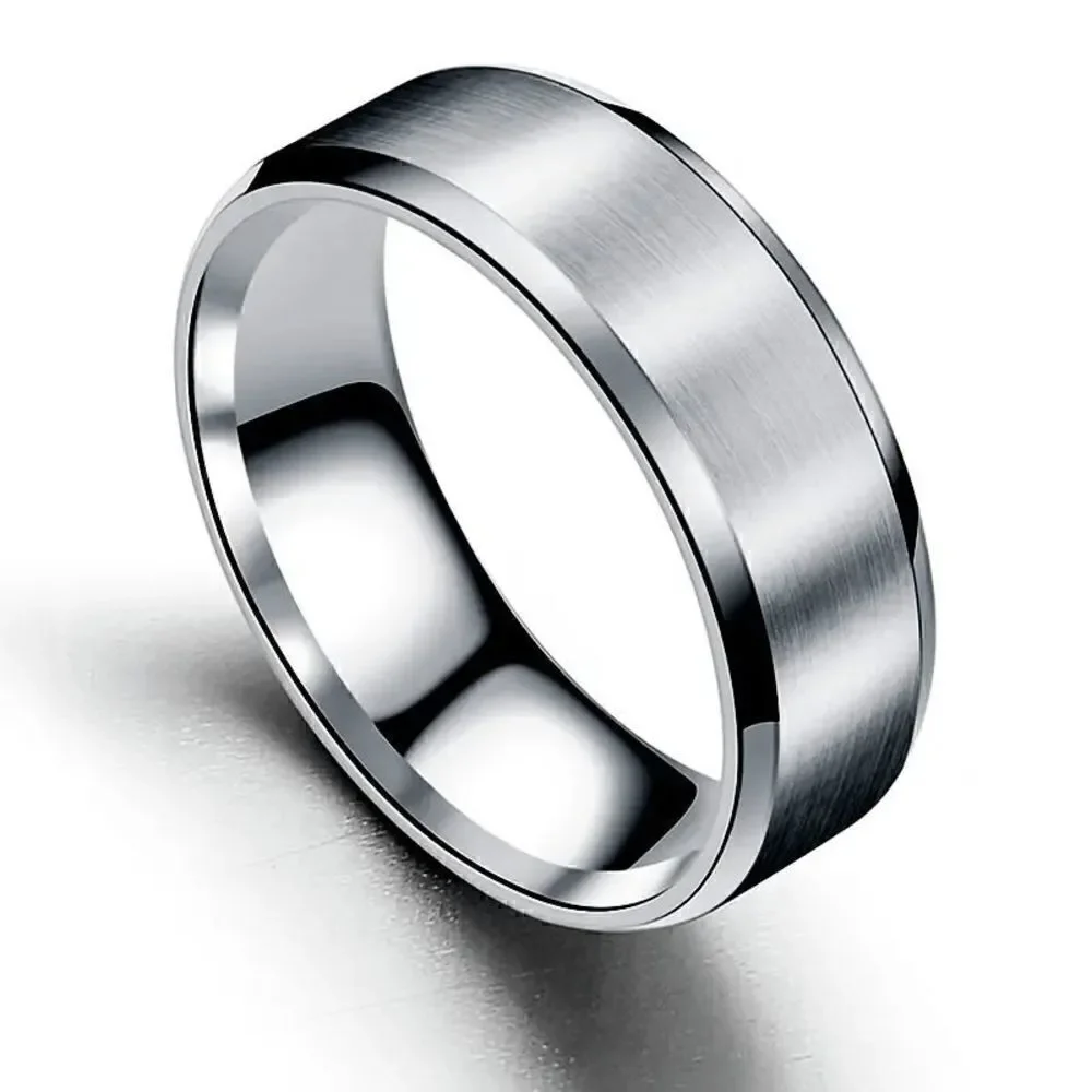 Titanium Steel Frosted Wedding Ring Stainless Steel Men's Ring 10 NIP
